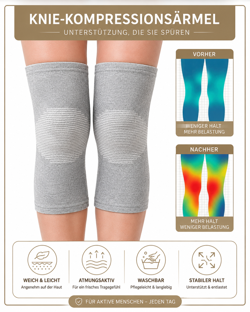 Bambus-Aktiv Kniebandage (1 Paar)