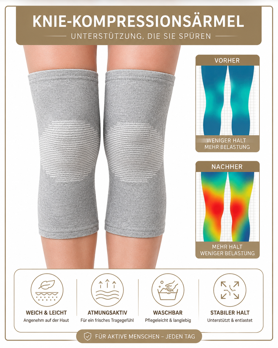 Bambus-Aktiv Kniebandage (1 Paar)