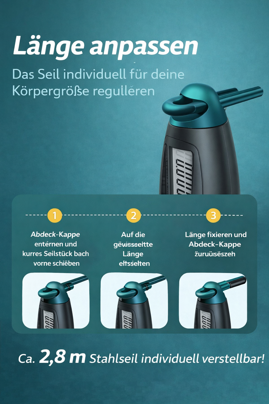 Digitales Springseil mit Zähler – Verstellbares Fitness-Springseil mit LCD-Display für Cardio & Fettverbrennung