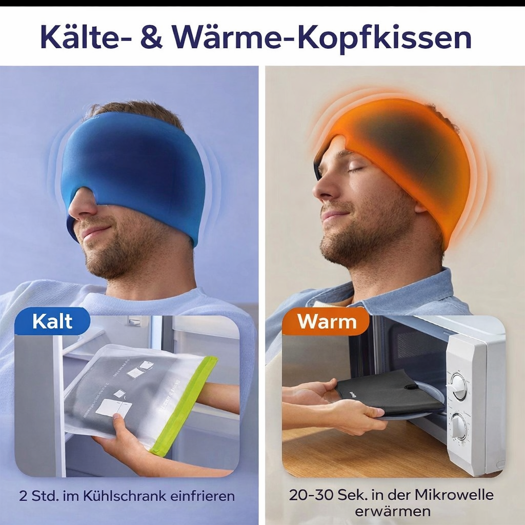 Gel-Kälte- & Wärmekappe gegen Kopfschmerzen & Migräne – 2-in-1 Therapie