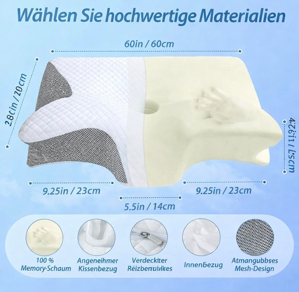 2-in-1 Ergonomisches Memory-Foam Nackenkissen – Orthopädisches Schlafkissen gegen Nacken- & Schulterschmerzen