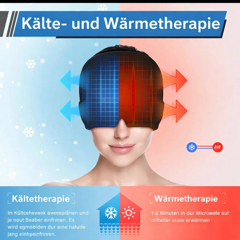Gel-Kälte- & Wärmekappe gegen Kopfschmerzen & Migräne – 2-in-1 Therapie