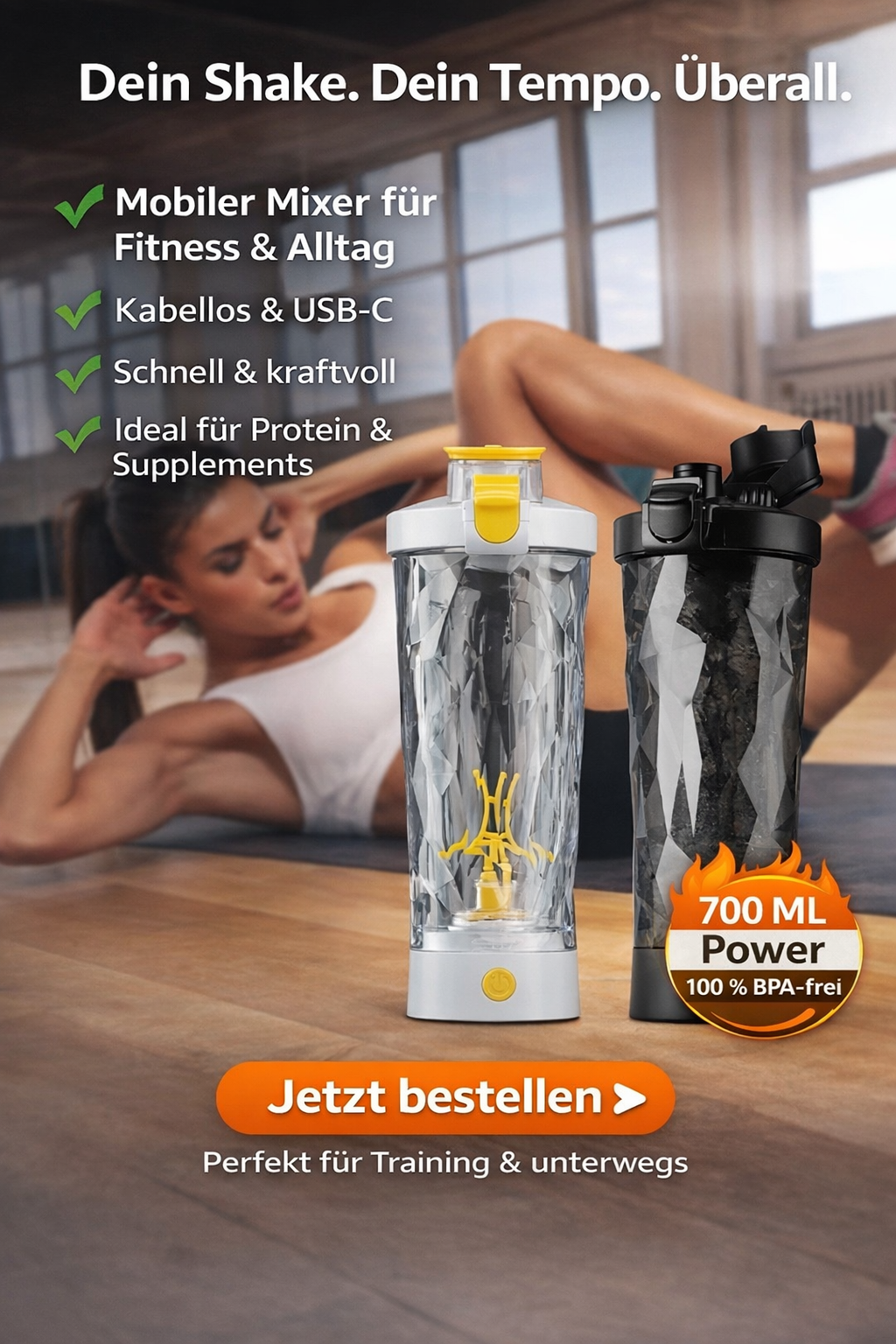 Electric Blender 700ml Portable Protein Powder Mixing Cup USB Rechargeable Mixer Automatic Shaker Bottle Coffee Milk Blender