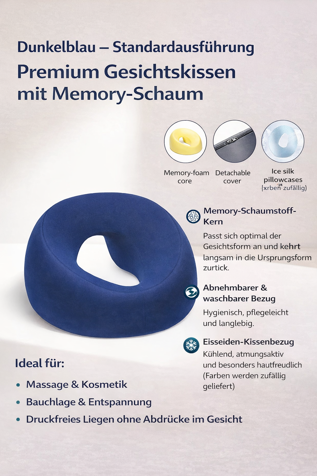 Ergonomisches Face-Down-Kissen – Memory-Schaum Nacken- & Ruhepolster für Büro, Reisen & Zuhause