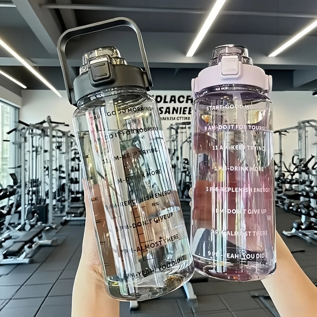 2L Fitness Trinkflasche mit Zeitmarkierung – Auslaufsicher & BPA-frei